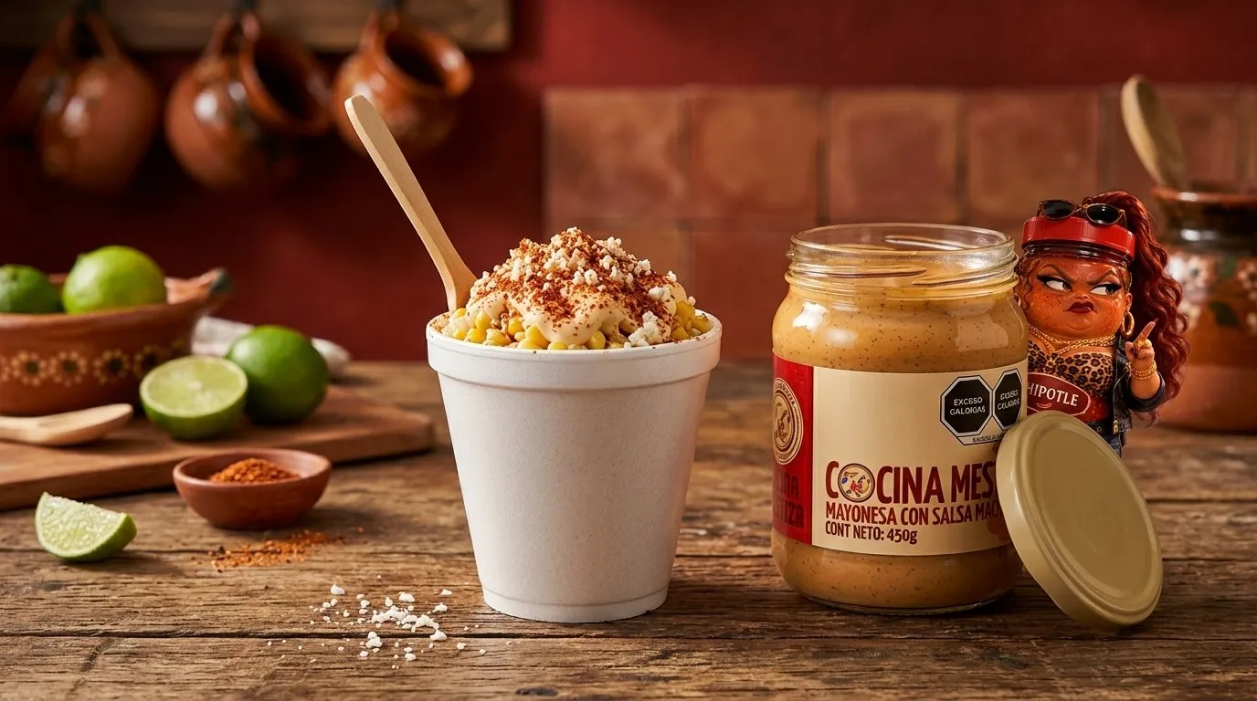 Esquites con todo con Mayonesa con Salsa Macha Cocina Mestiza