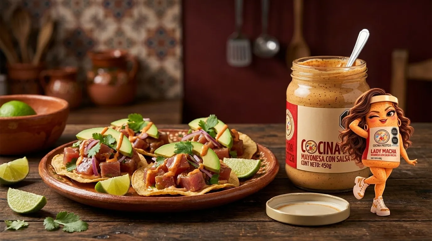 Tostadas de atún macha con Mayonesa con Salsa Macha Cocina Mestiza